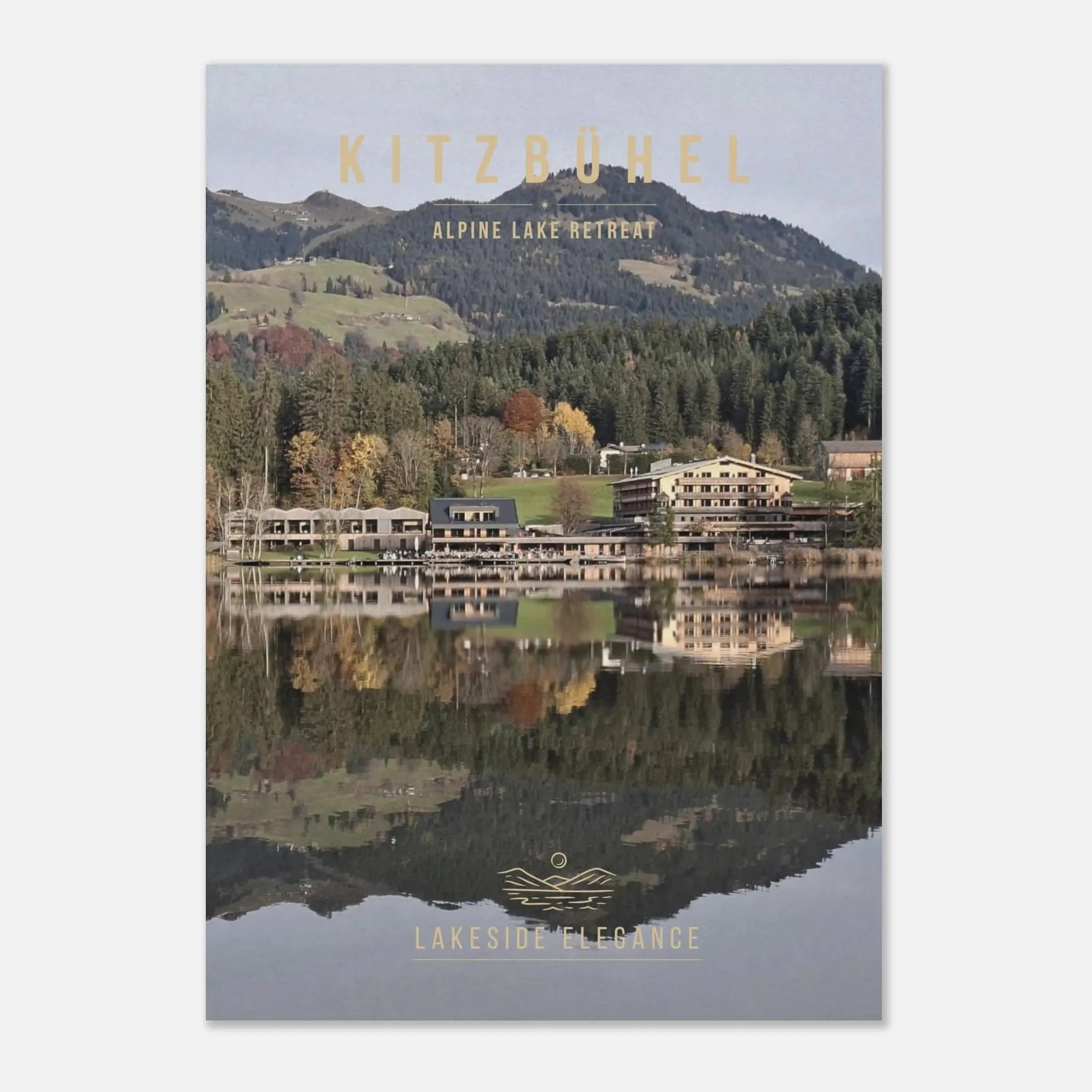 Kitzbühel Poster featuring the scenic Schwarzsee lake and Austrian Alps landscape