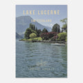 Lake Lucerne Poster featuring the scenic shoreline and Swiss Alps in Switzerland