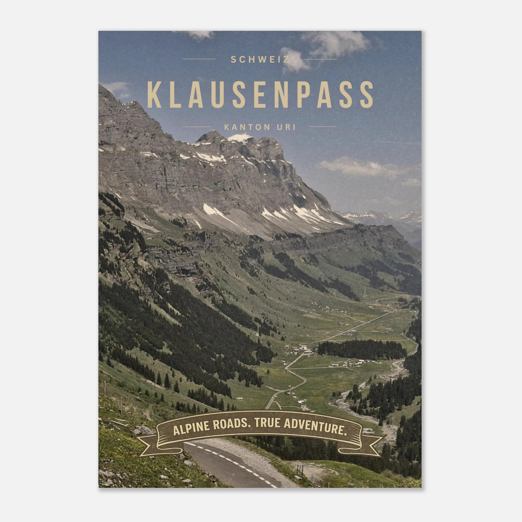 Scenic Klausenpass mountain road in the Swiss Alps poster