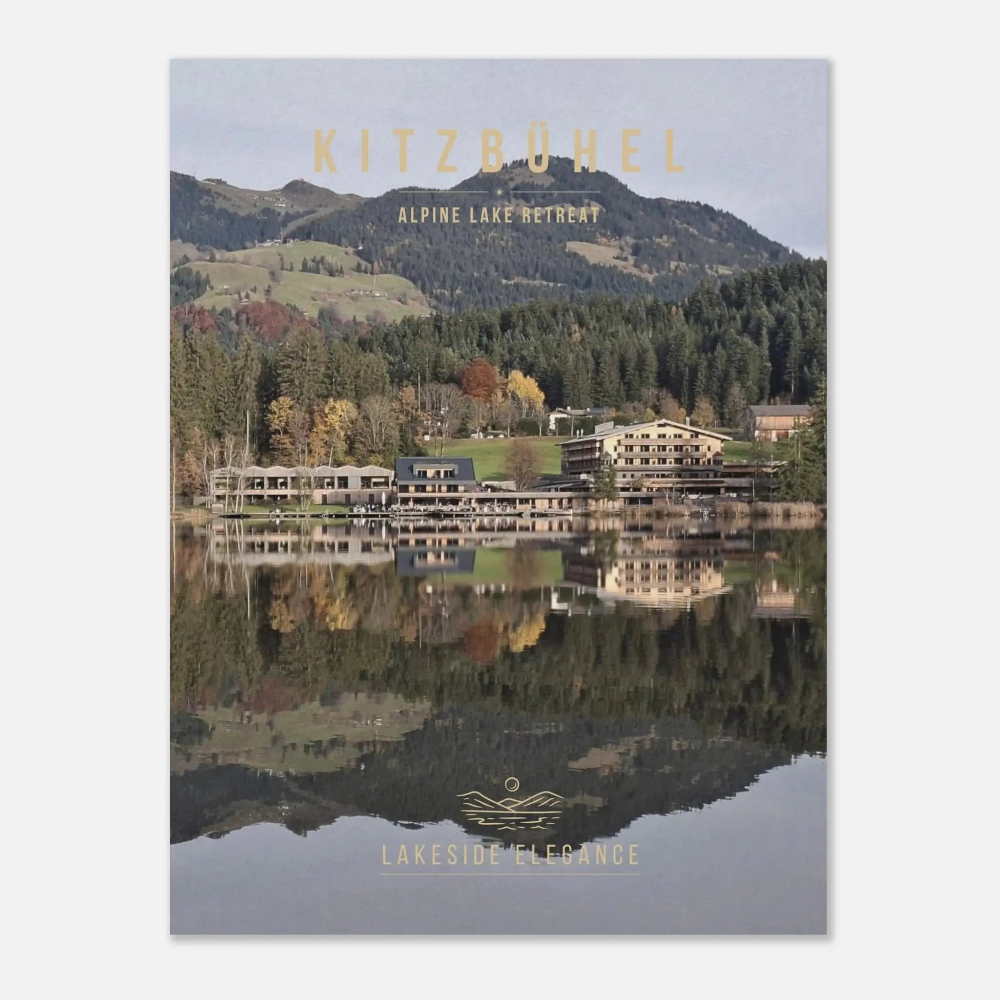 Kitzbühel Poster featuring the scenic Schwarzsee lake and Austrian Alps landscape