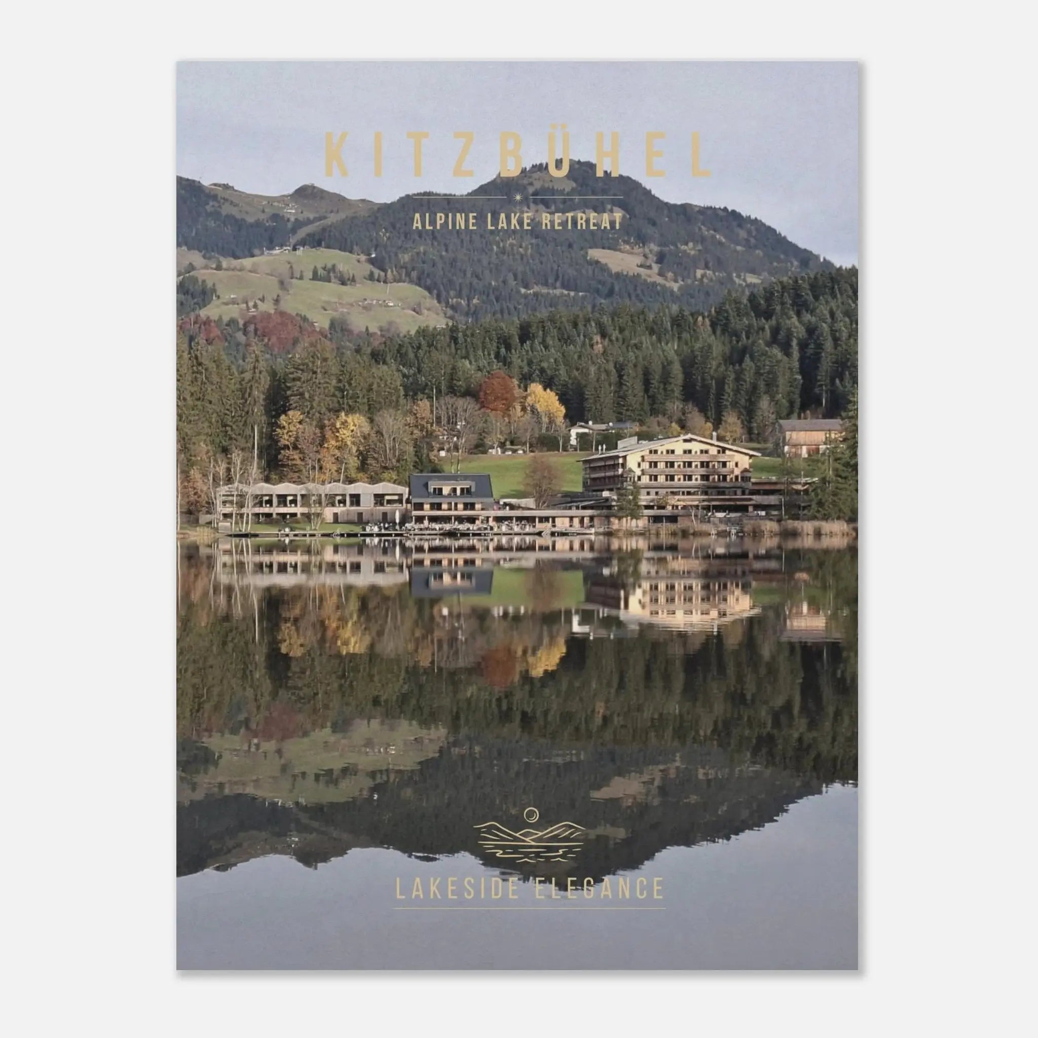 Kitzbühel Poster featuring the scenic Schwarzsee lake and Austrian Alps landscape